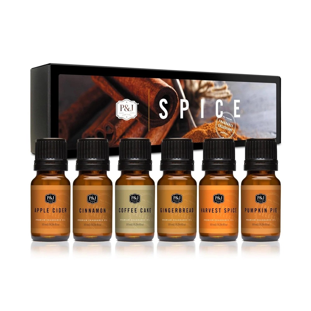 P&J‎ Trading Spice Fragrance Oil Set 6 Pack Apple Cider Pumpkin Pie Cinnamon